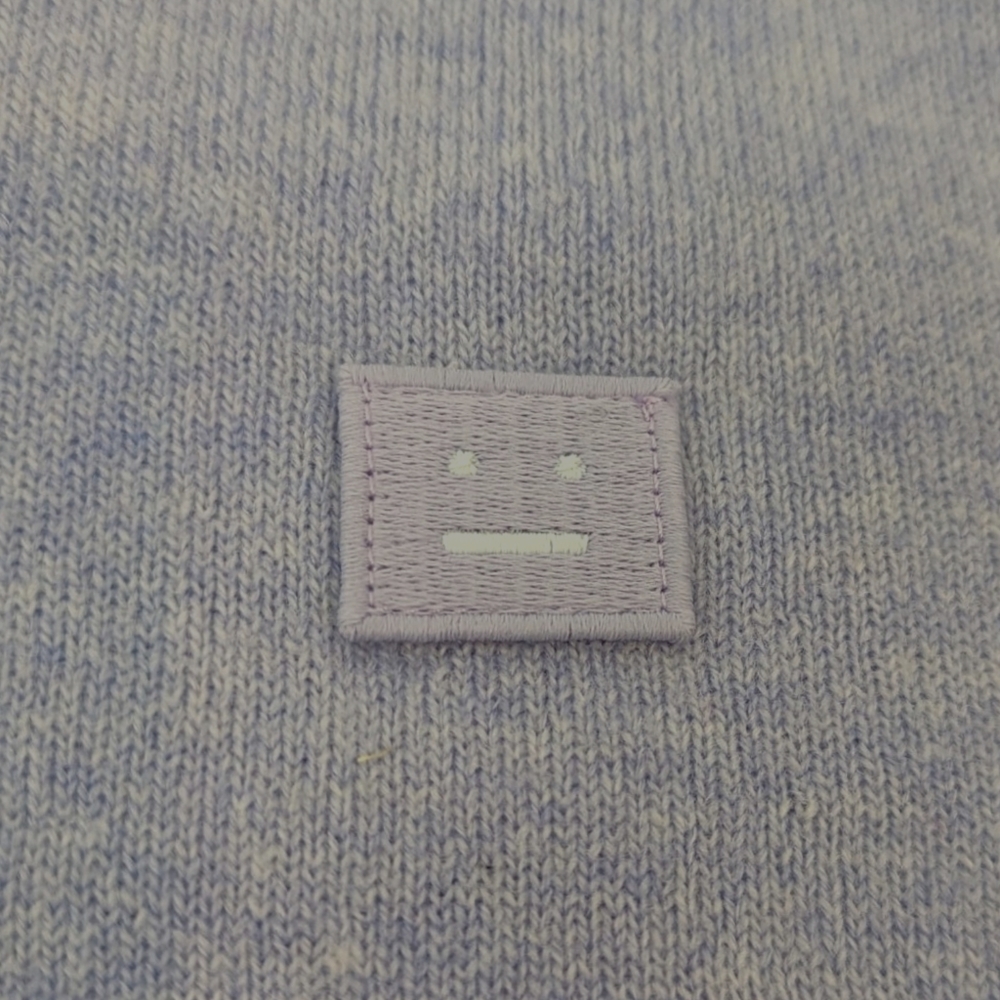 Acne Studios Face Wool Sweater Crew Neck Pullover Unisex XS Purple Long Sleeve - Picture 6 of 12